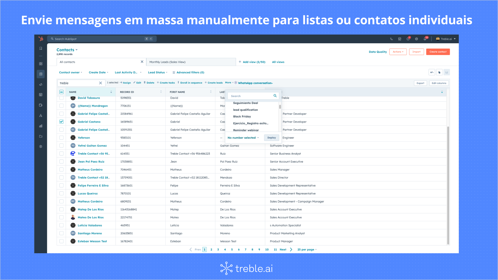 Envio de chatbots do WhatsApp a partir de workflows, listas ou contatos individuais
